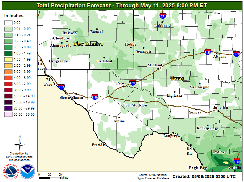 NWS Midland Storm Total Rainfall Forecast