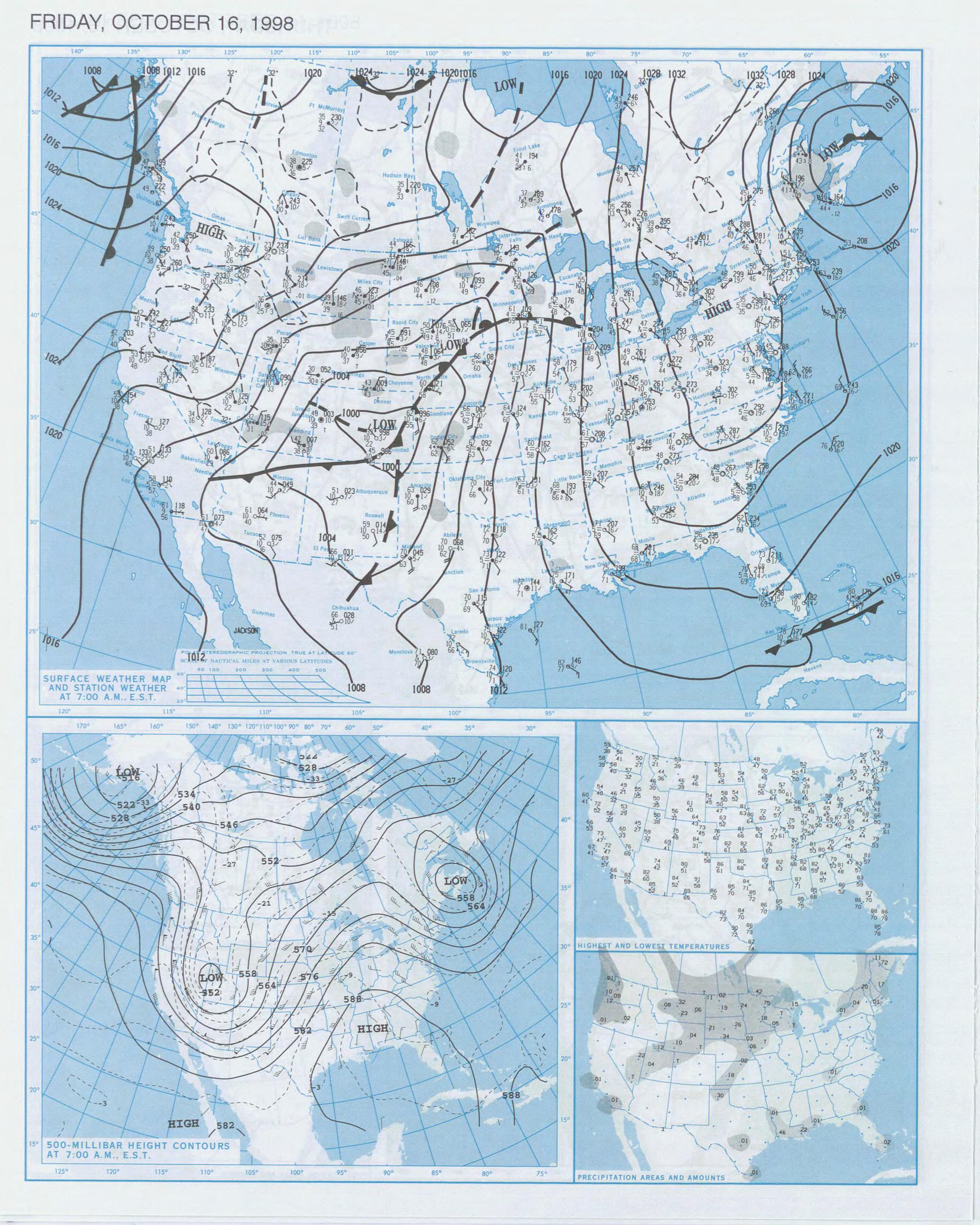 October 16, 1998 Weather Map