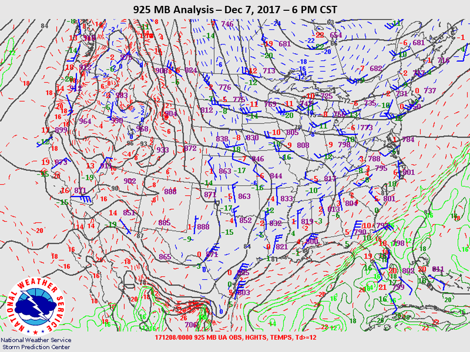 925mb Analysis at 6pm CST on Dec 7th