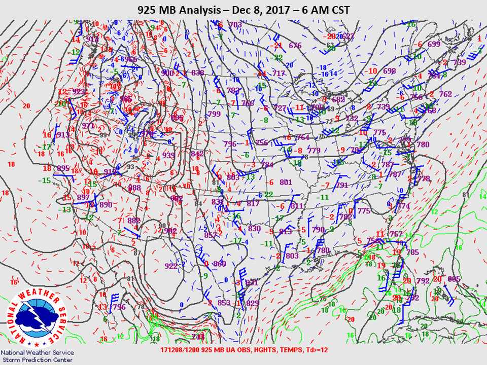 925mb Analysis at 6am CST on Dec 8th