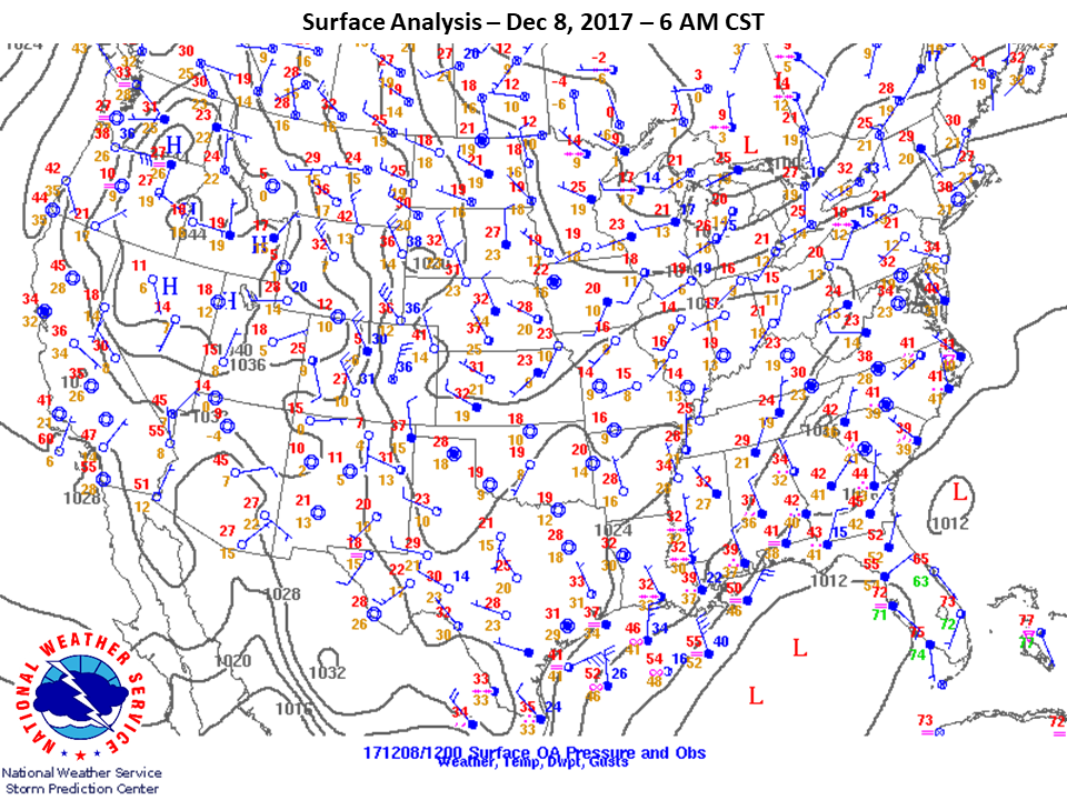 Surface Analysis at 6am CST on Dec 8th