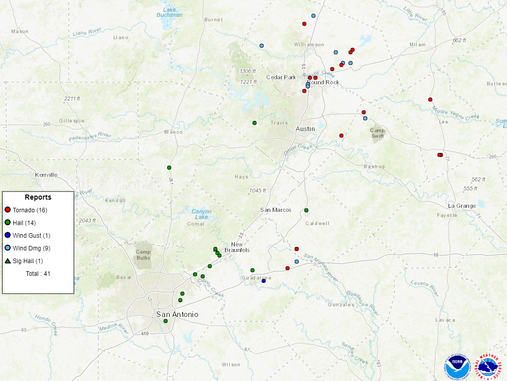 Summary of severe weather reports from March 21, 2022