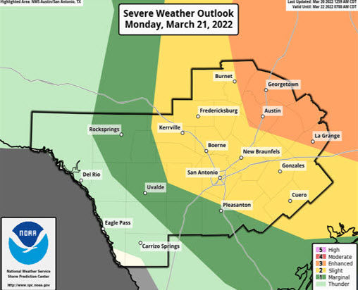 Storm Prediction Center severe weather outlook issued March 20