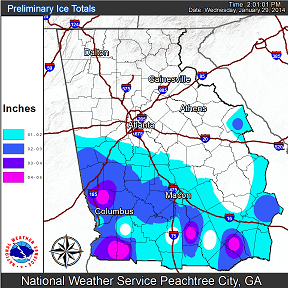 [ Total Ice Accumulation for North and Central Georgia]