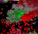 [ Radar storm relative velocity image as tornado rolled across Atlanta. ]