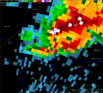 [ Radar reflectivity image as tornado was moving through downtown Atlanta. ]