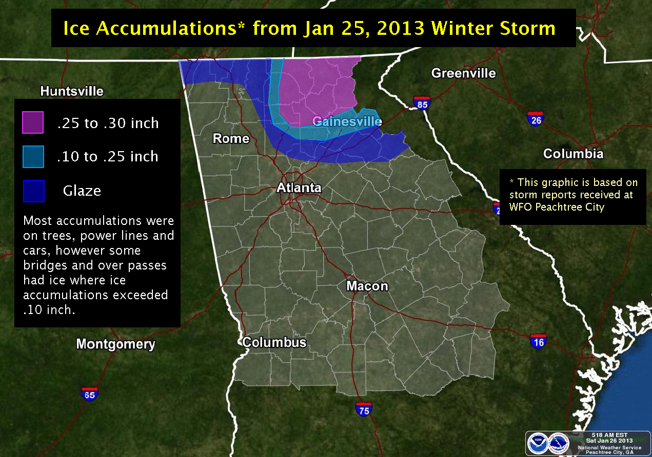 Total Ice Accumulations from January 25 event