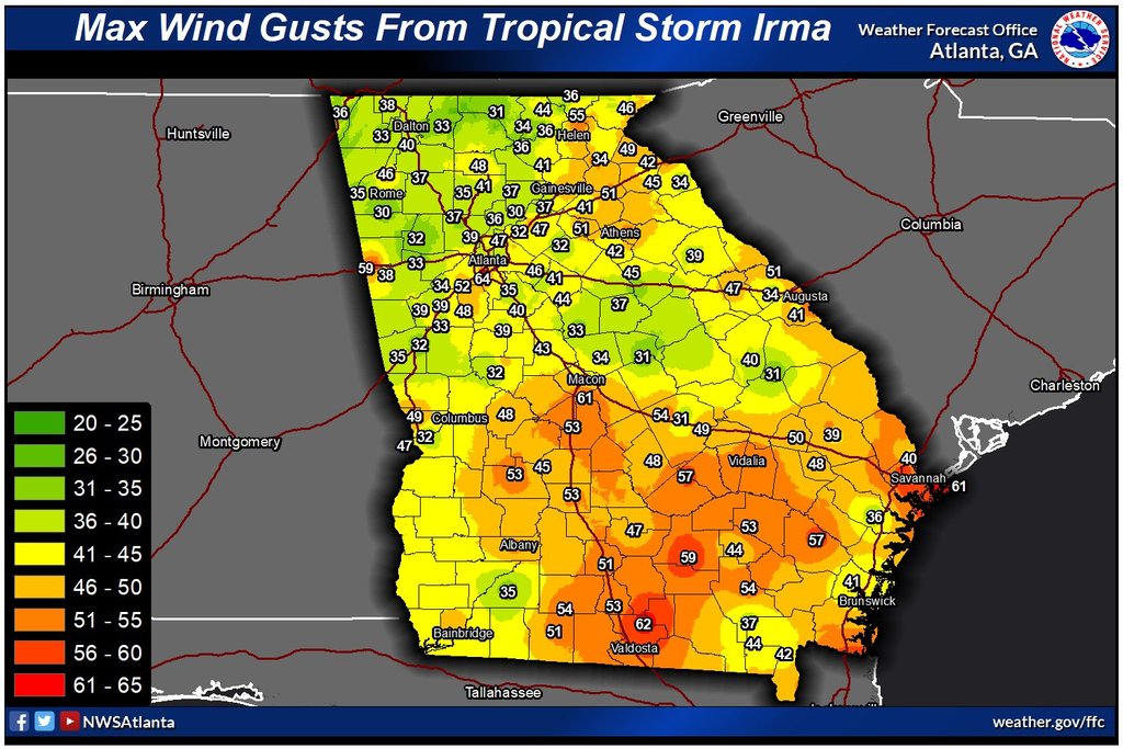 Irma Causes Widespread Damage In Georgia 9 11 17 