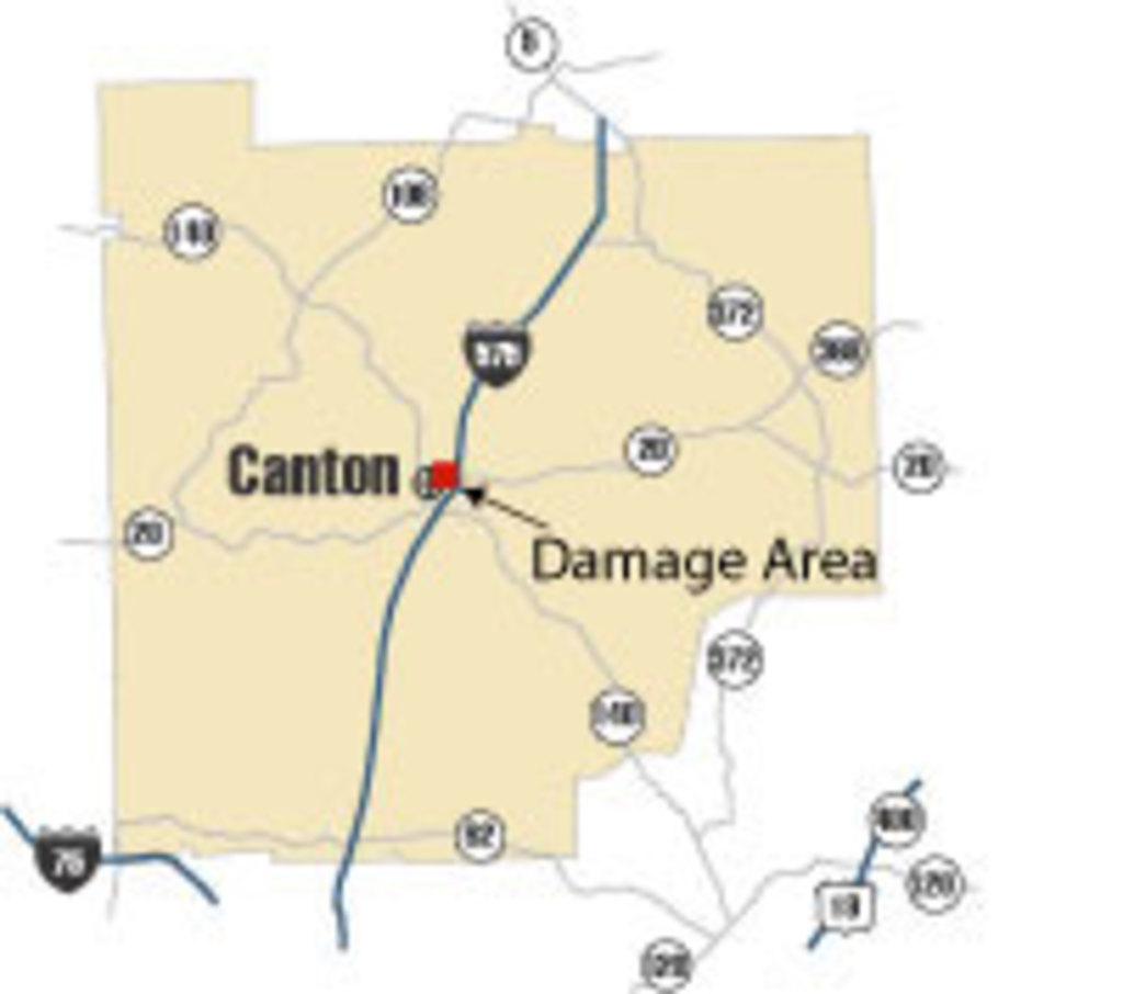 [ location of damage in Cherokee County ]