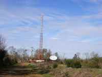 [ all that remains of a radio tower ]