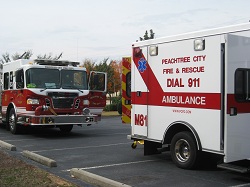 [ The Peachtree City Fire Department was at Students Day. ]