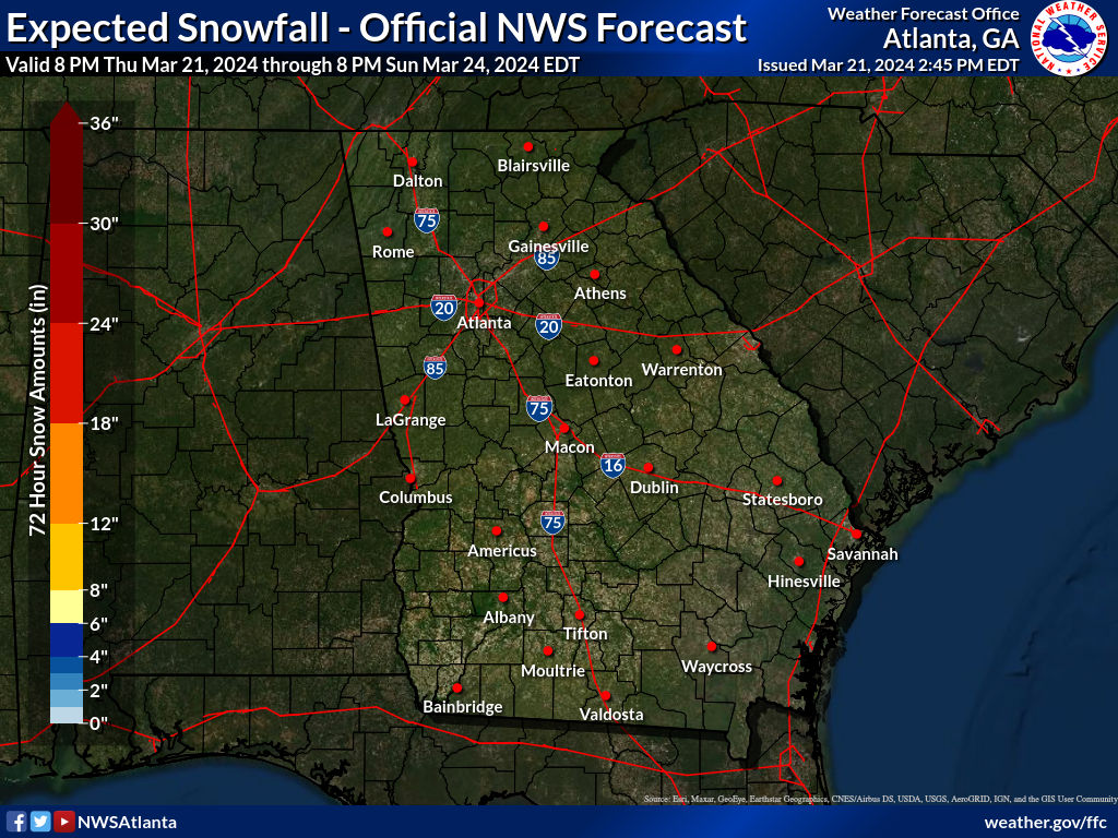 Expected Snowfall - Official NWS Forecast