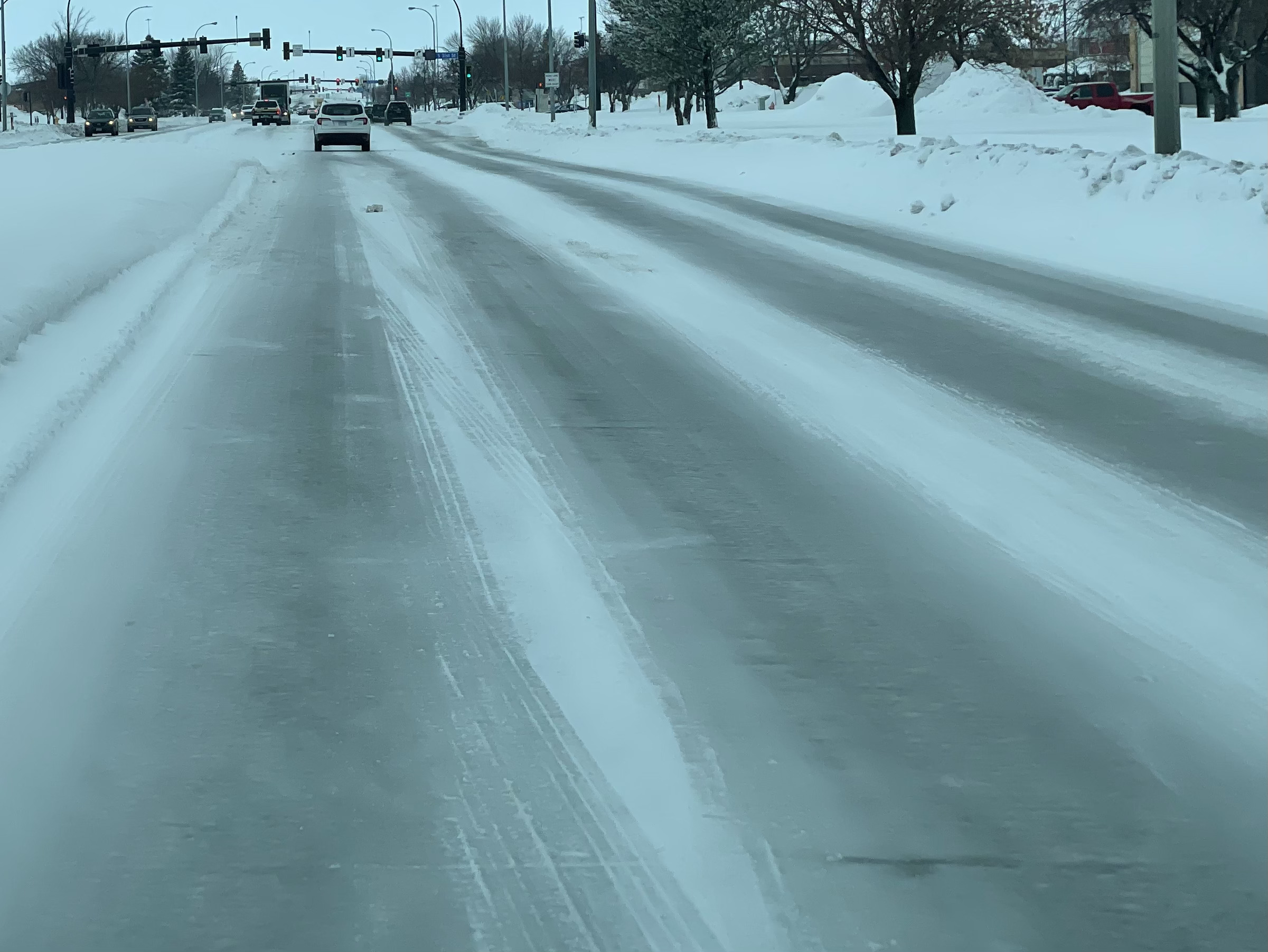 Ice covered road Grand Forks