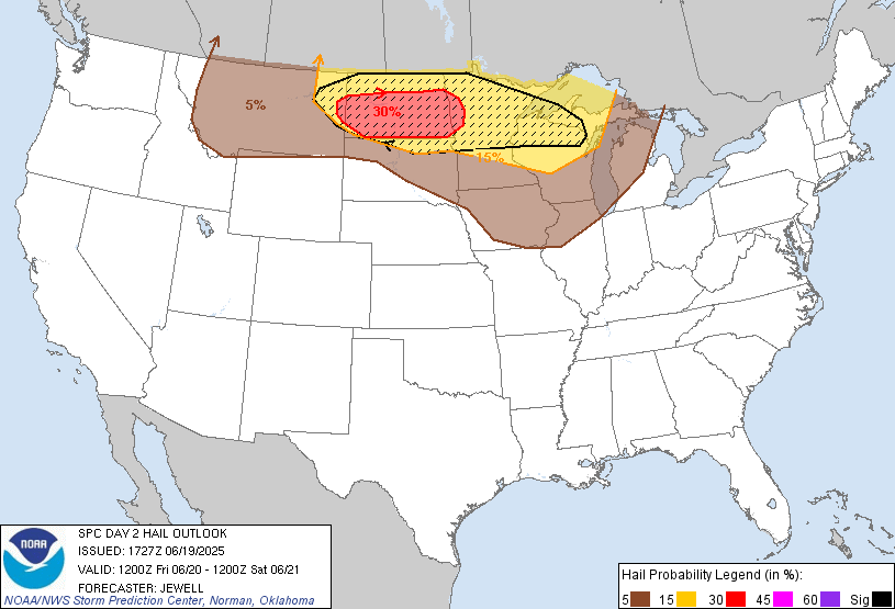 SPC Day 2 Hail Outlook