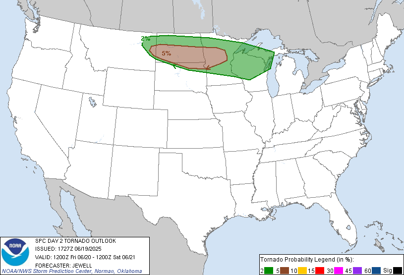 SPC Day 2 Tornado Outlook