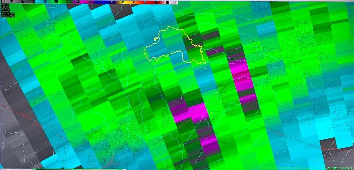 Total Radar Estimated Precipitation July 14, 2021