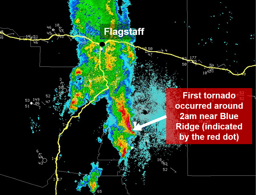 Radar Image Of The First Tornado Near Blue Ridge