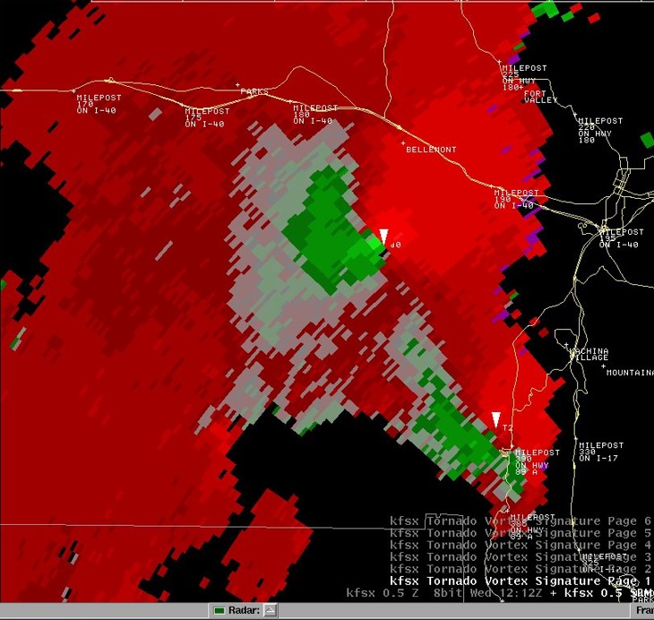 Velocity Image Showing Tornadic Cirulation Headed Towards Bellemont