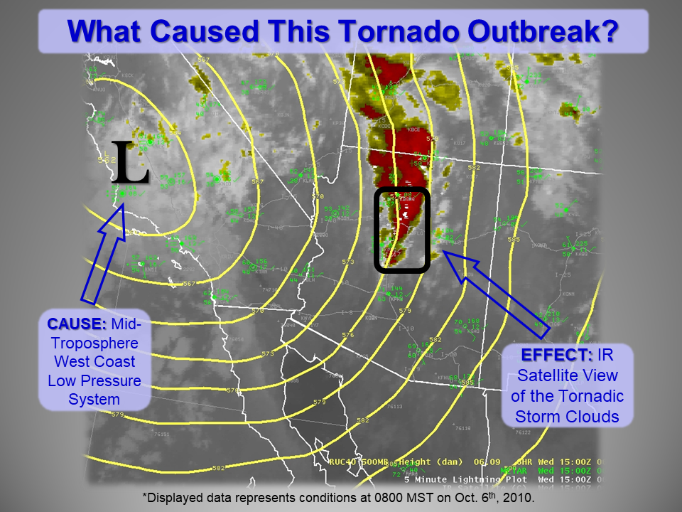 Satellite Infrared Imagery Depticting Tornadic Storm Clouds