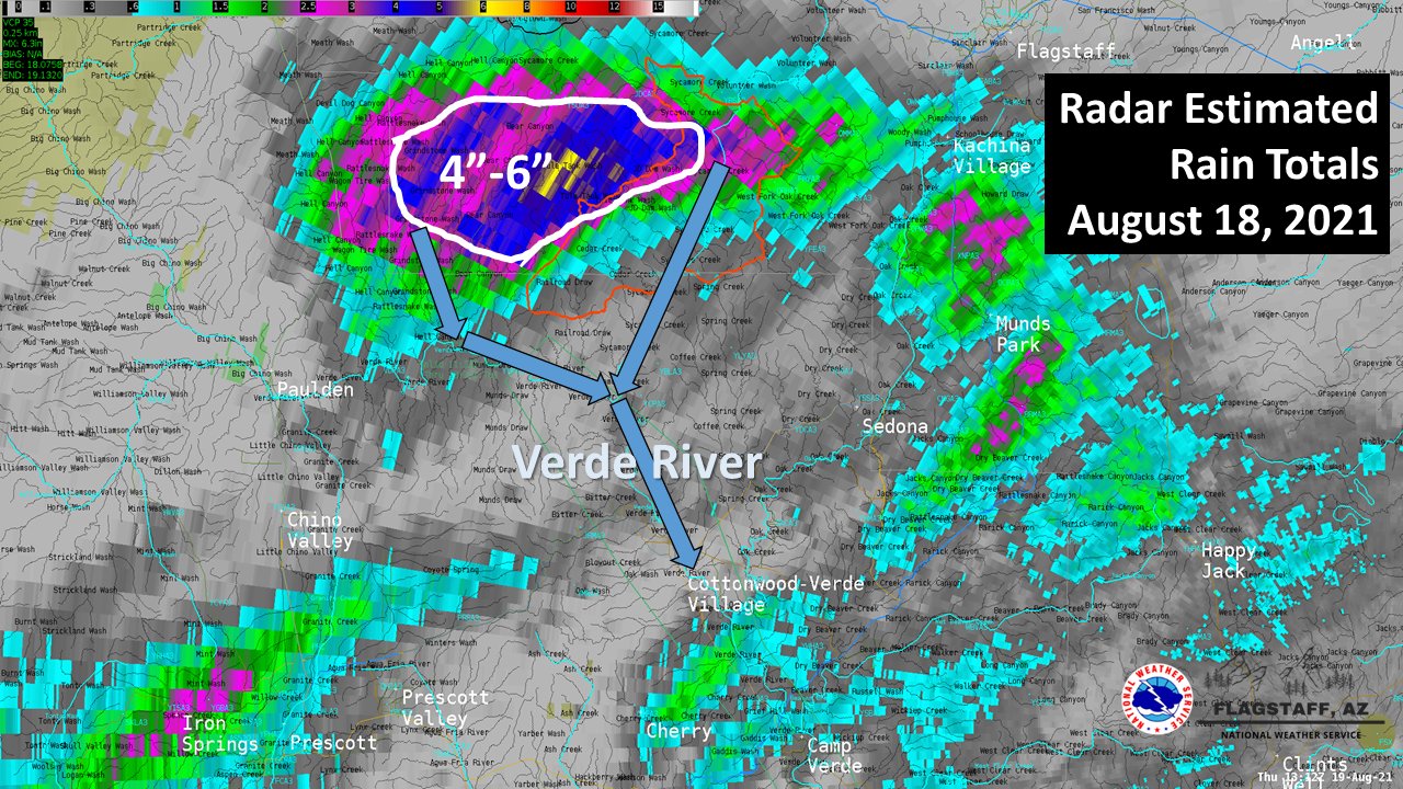 Radar Estimated Rainfall August 18th, 2021