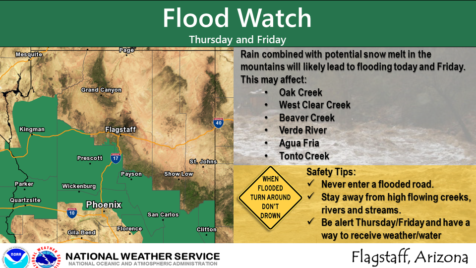 The National Weather Service in Flagstaff issued a Flood Watch a couple days in advance across portions of central Arizona