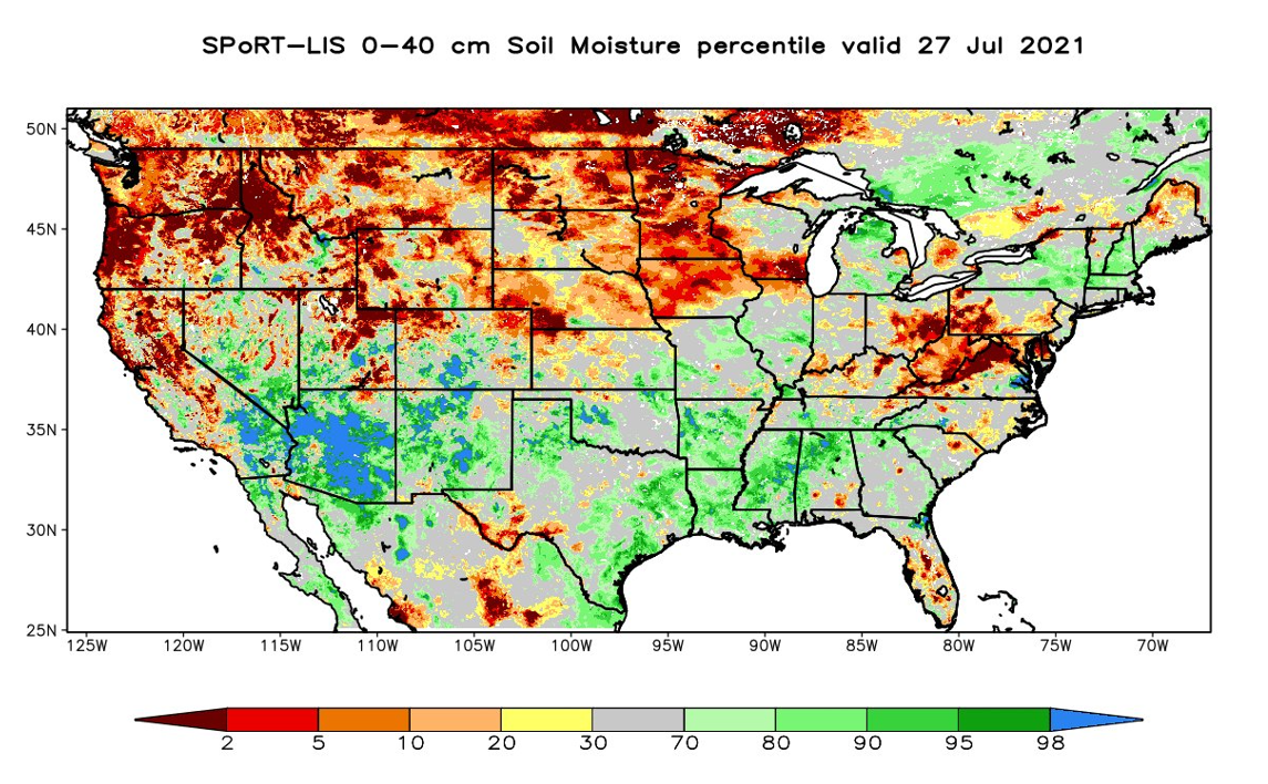Soil moisture after rainfall