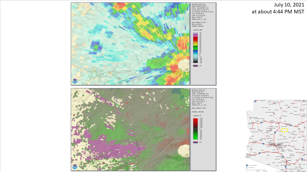 Reflectivity and Base Velocity Loop July 10