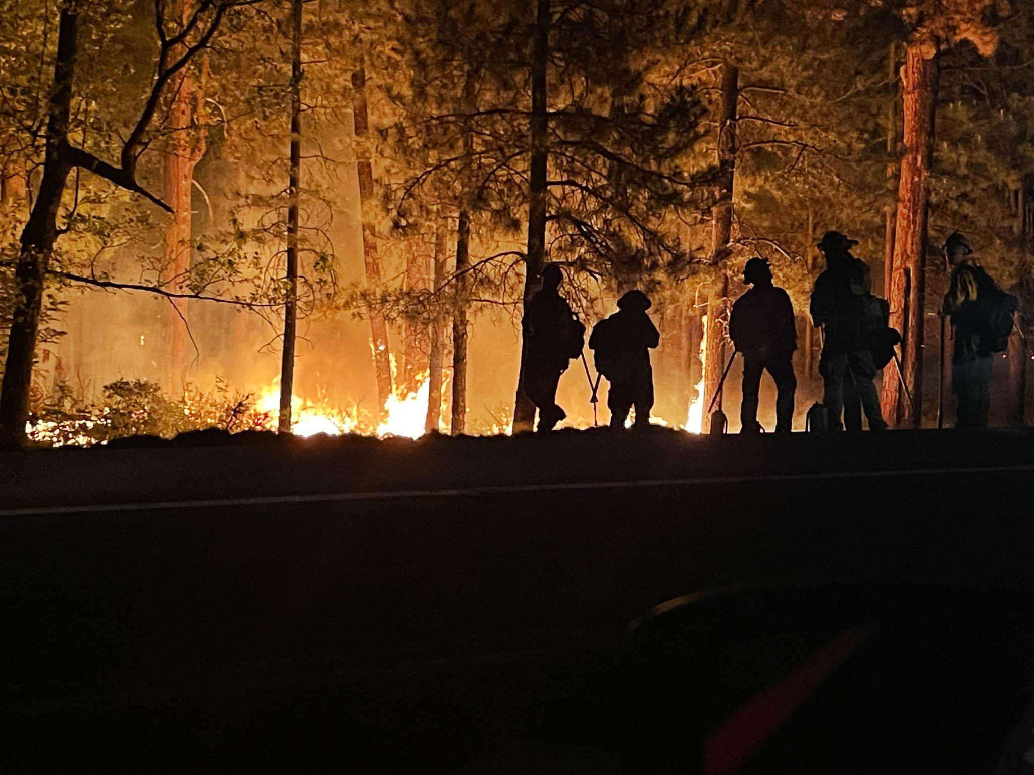 Back burning on Backbone Fire June 30, 2021. Image courtesy from Inciweb