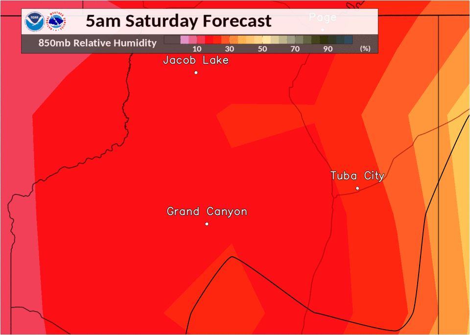 Very low relative humidity values on Saturday June 13th