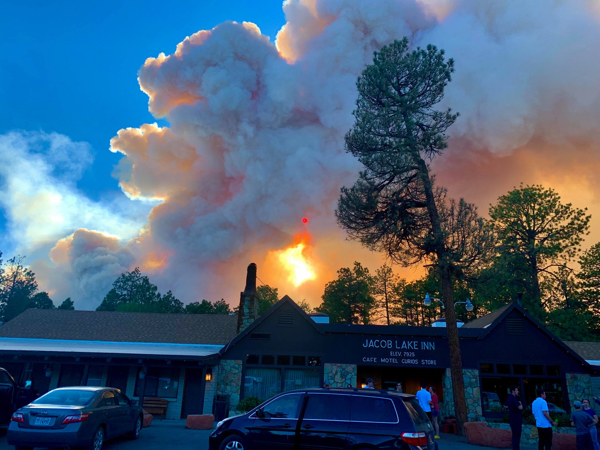 A large smoke plume could be seen from the town of Jacob Lake during the afternoon of Saturday June 13th, 2020. Photo Credit: Brian Schnee