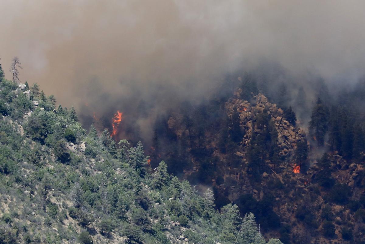 Flames and smoke from the Museum Fire as seen from the air.