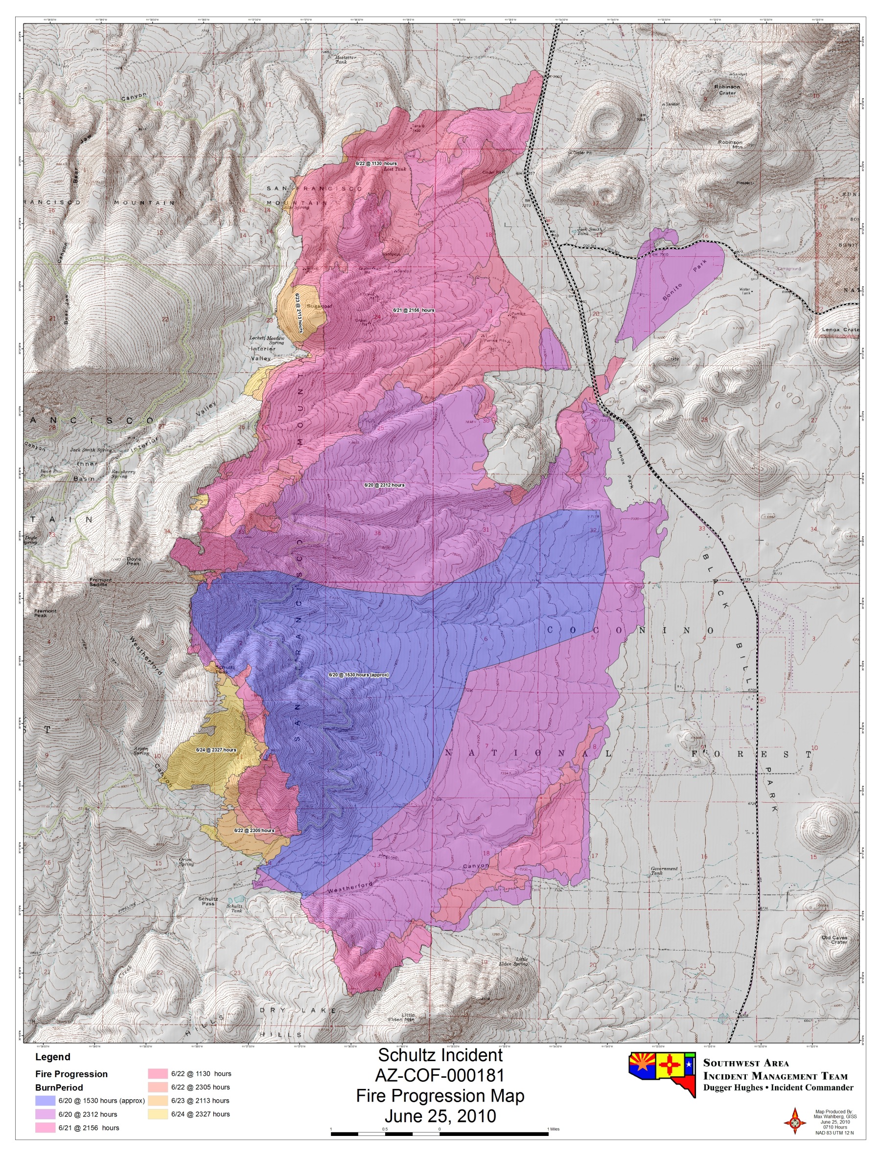 Outline of the Schultz Fire. Graphic Credit: USDA Forest Service, Rocky Mountain Research Station