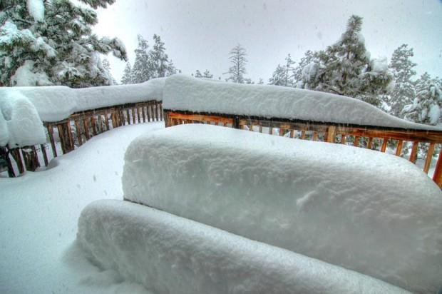 The back deck of a Flagstaff resident buried under the storm's snowfall Photo Credit: Bill Ferris
