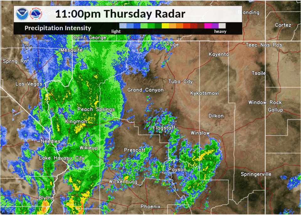 Radar Loop from November 28, 2019 11:00 PM and November 29, 2019 at 5:00 AM MST