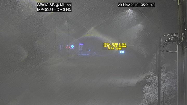 Heavy snow falling early Friday morning on Milton Rd in Flagstaff. Photo Credit: ADOT