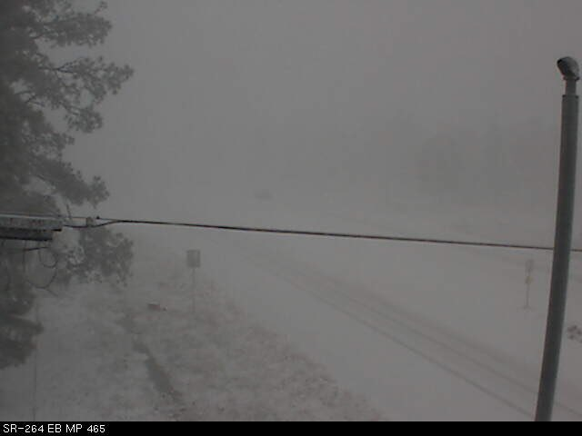 Whiteout conditions were seen Friday on SR-264 near Window Rock. Photo Credit: ADOT