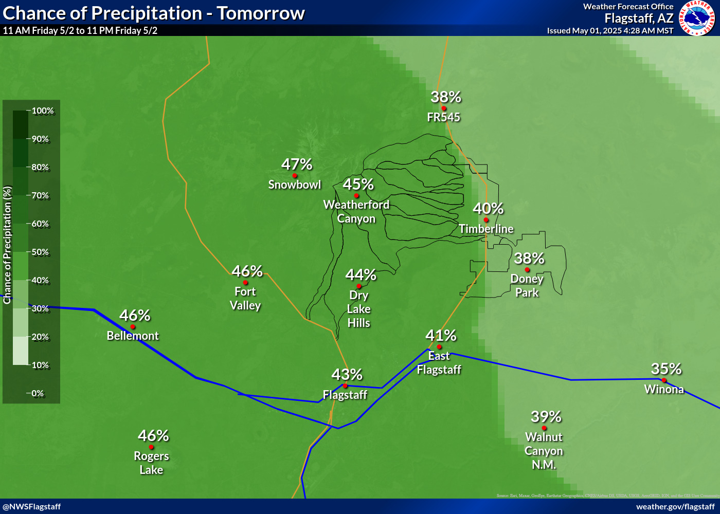 Day 2 Chances of Precipitation