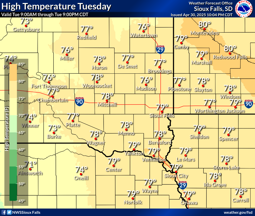 High temperatures for day 6