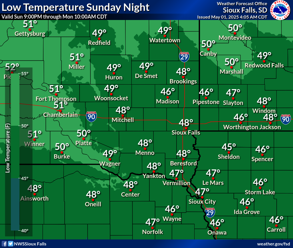 Low temperatures for day 5