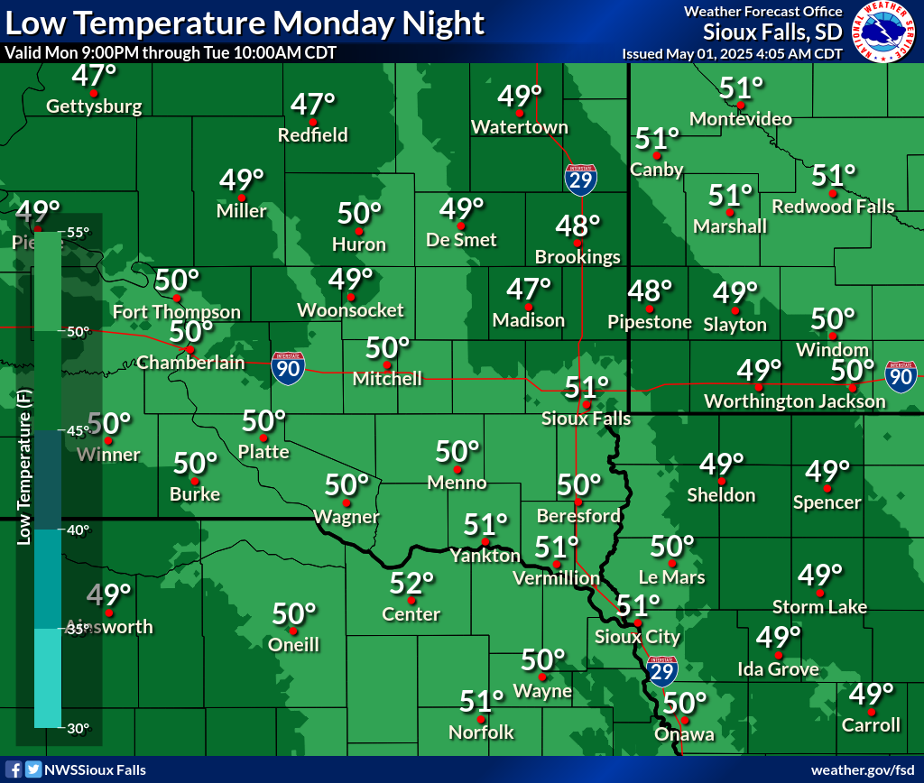 Low temperatures for day 6