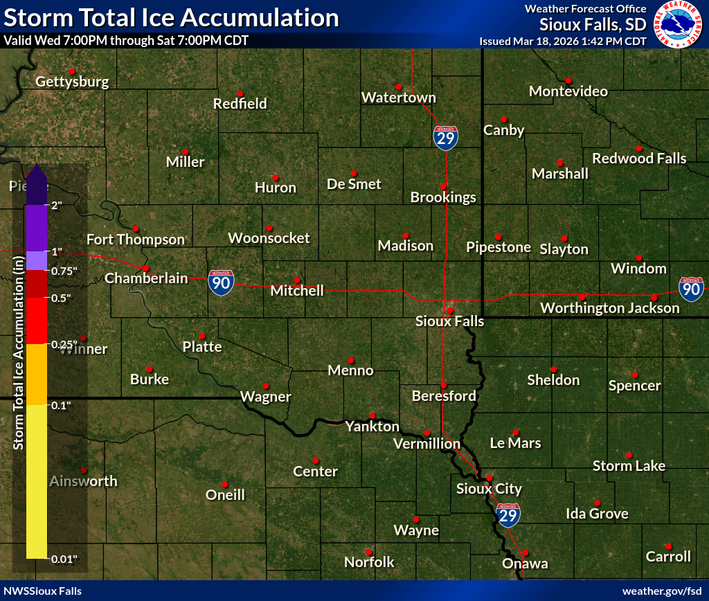Expected Ice Accumulation - Official NWS Forecast