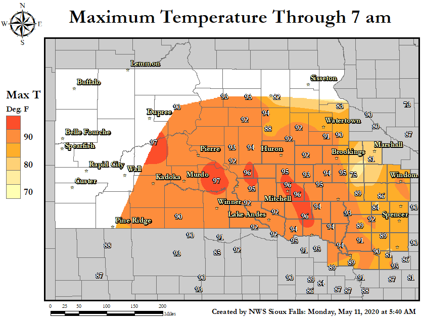 24 Hour Maximum Temperature Map. Click map for a larger view.