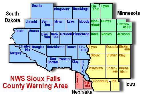Sioux Falls Zip Code Map Warning And Forecast Area Of Nws Sioux Falls, Sd
