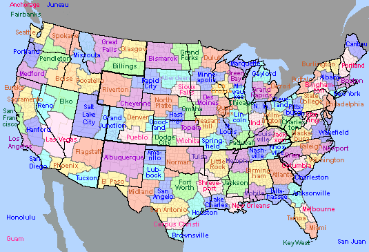 Map of National Weather Service Offices around the United States.