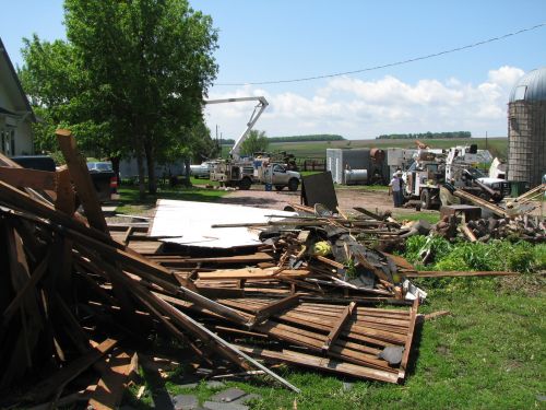 Damage to a farmstead north-northeast of Wakonda, SD