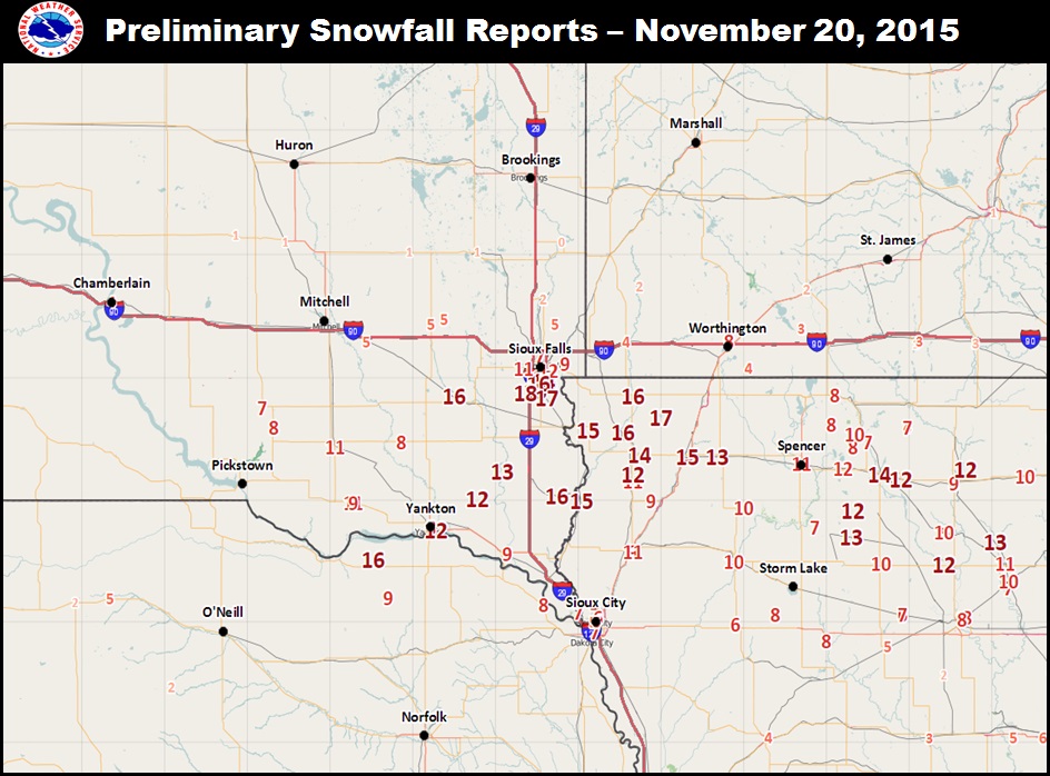 Preliminary snowfall on November 20, 2015