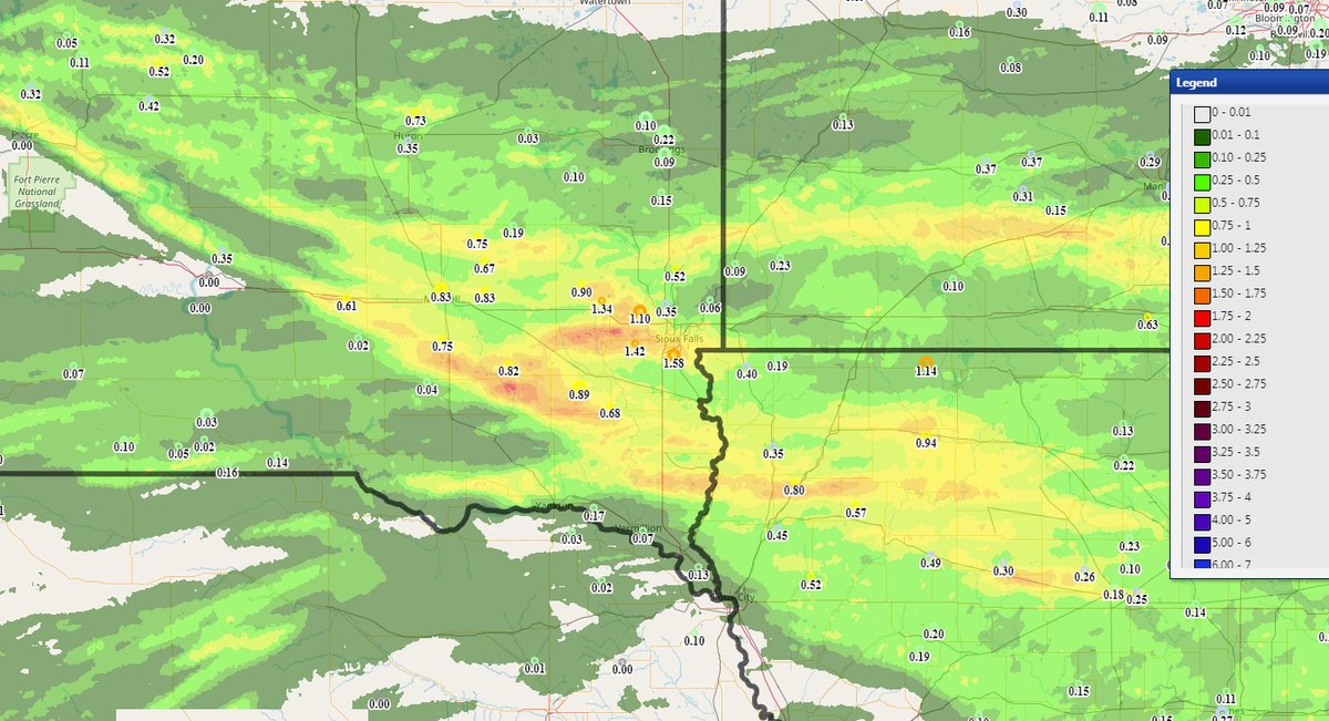 Map of rainfall amounts