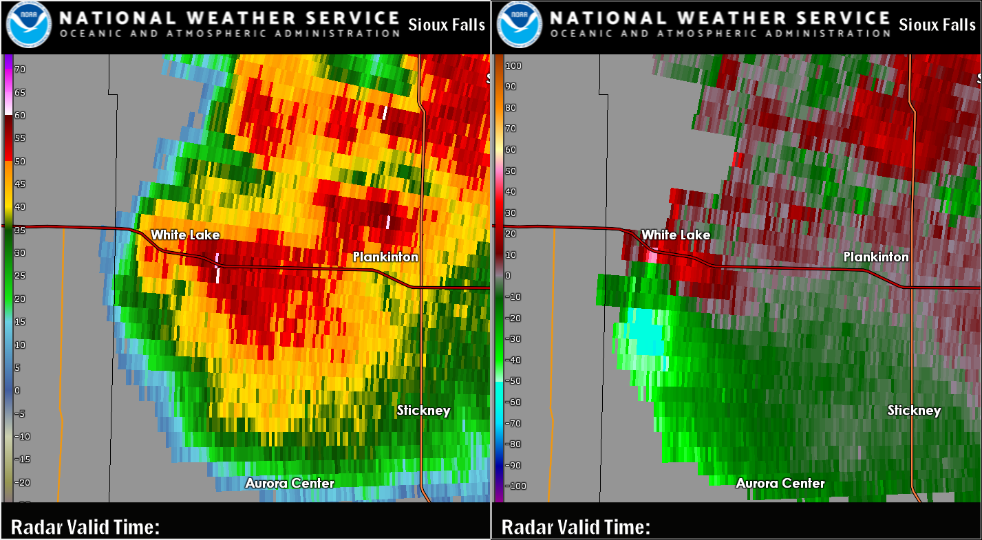 Radar image near the time of the tornado southeast of White Lake