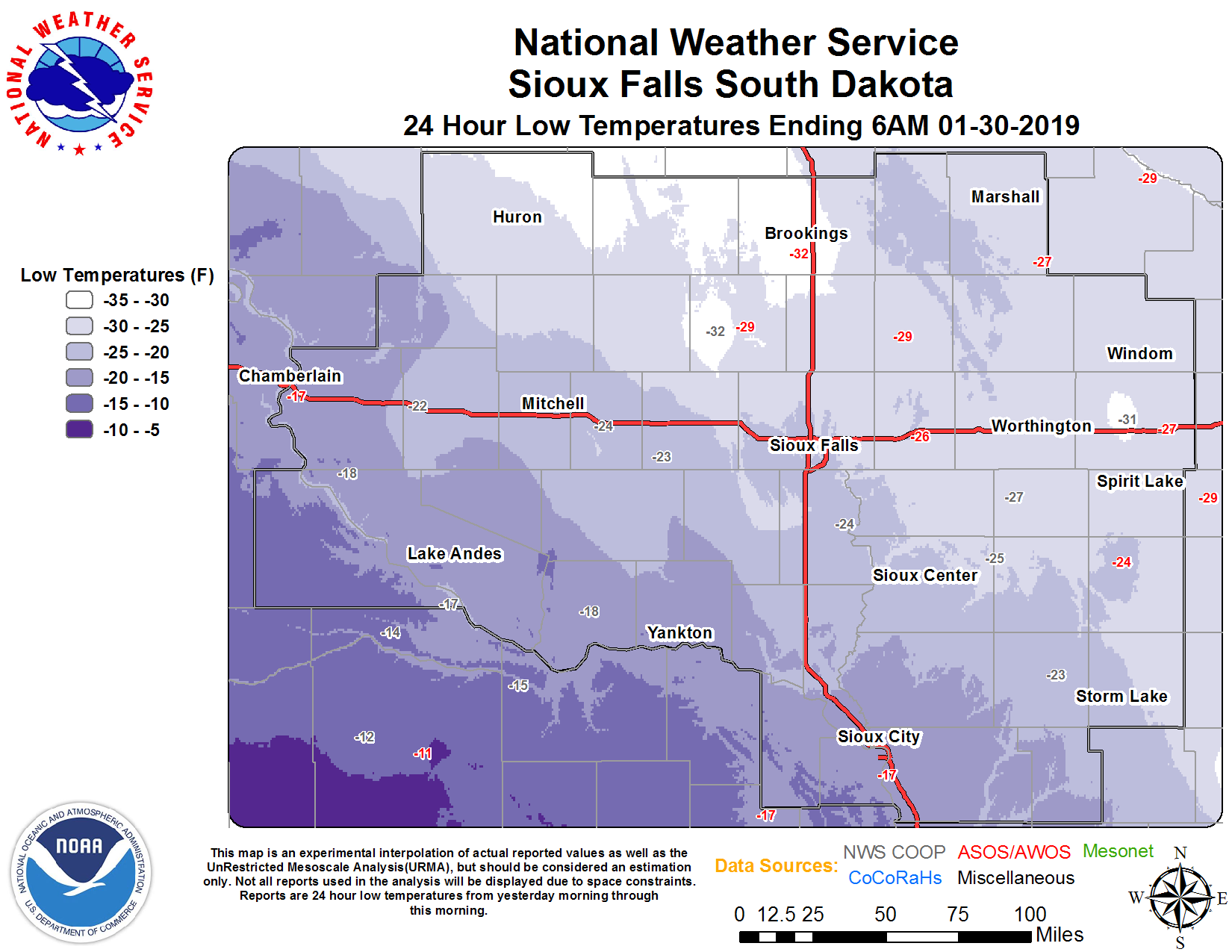 Wednesday Low Temperature