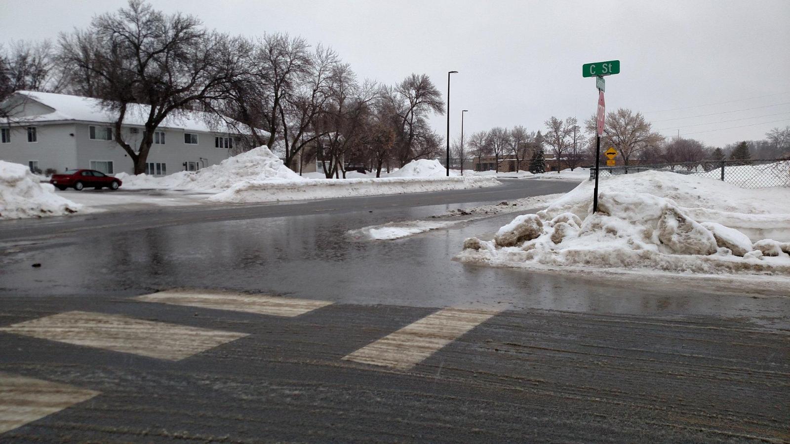 Flooded intersection in Marshall